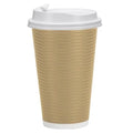 16oz Paper Cup Tan Hot Cold with lid