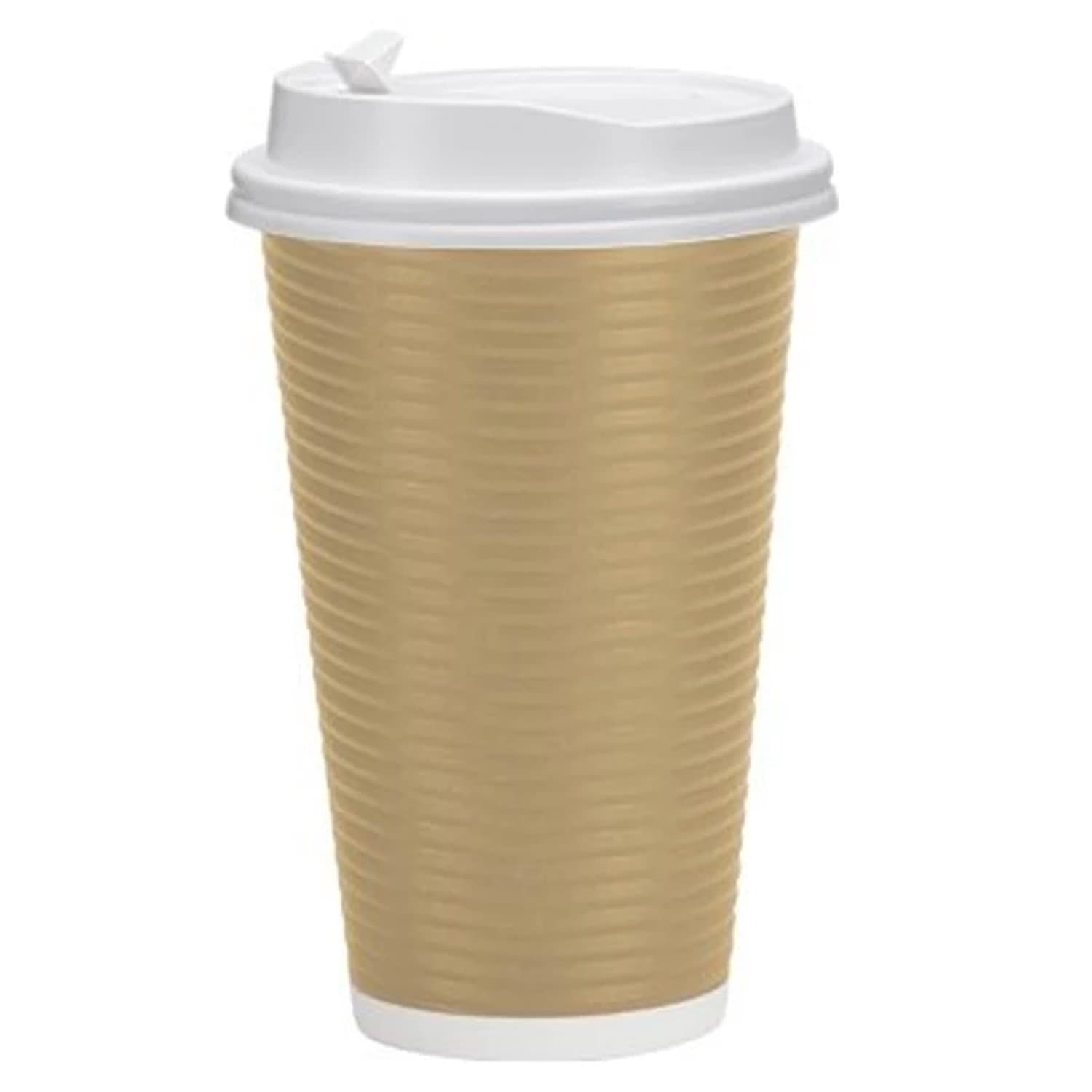16oz Paper Cup Tan Hot Cold with lid