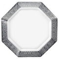 Pearl 11" Plate White Silver Rim Lacetagon Plastic