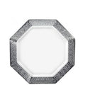 Lacetagon 7.25" White Appetizer/Dessert Plate Silver Rim Plastic