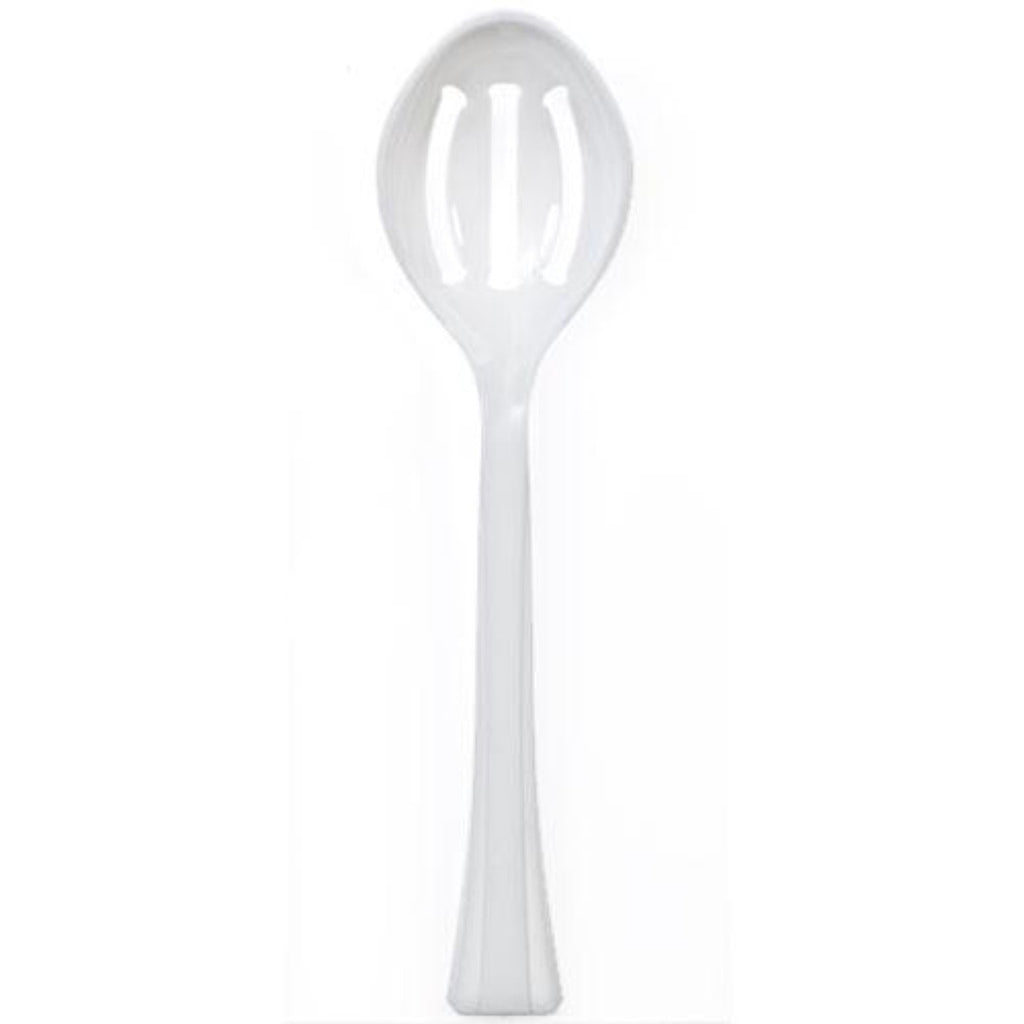 12" White Slotted Heavy Weight Serving Spoon Plastic