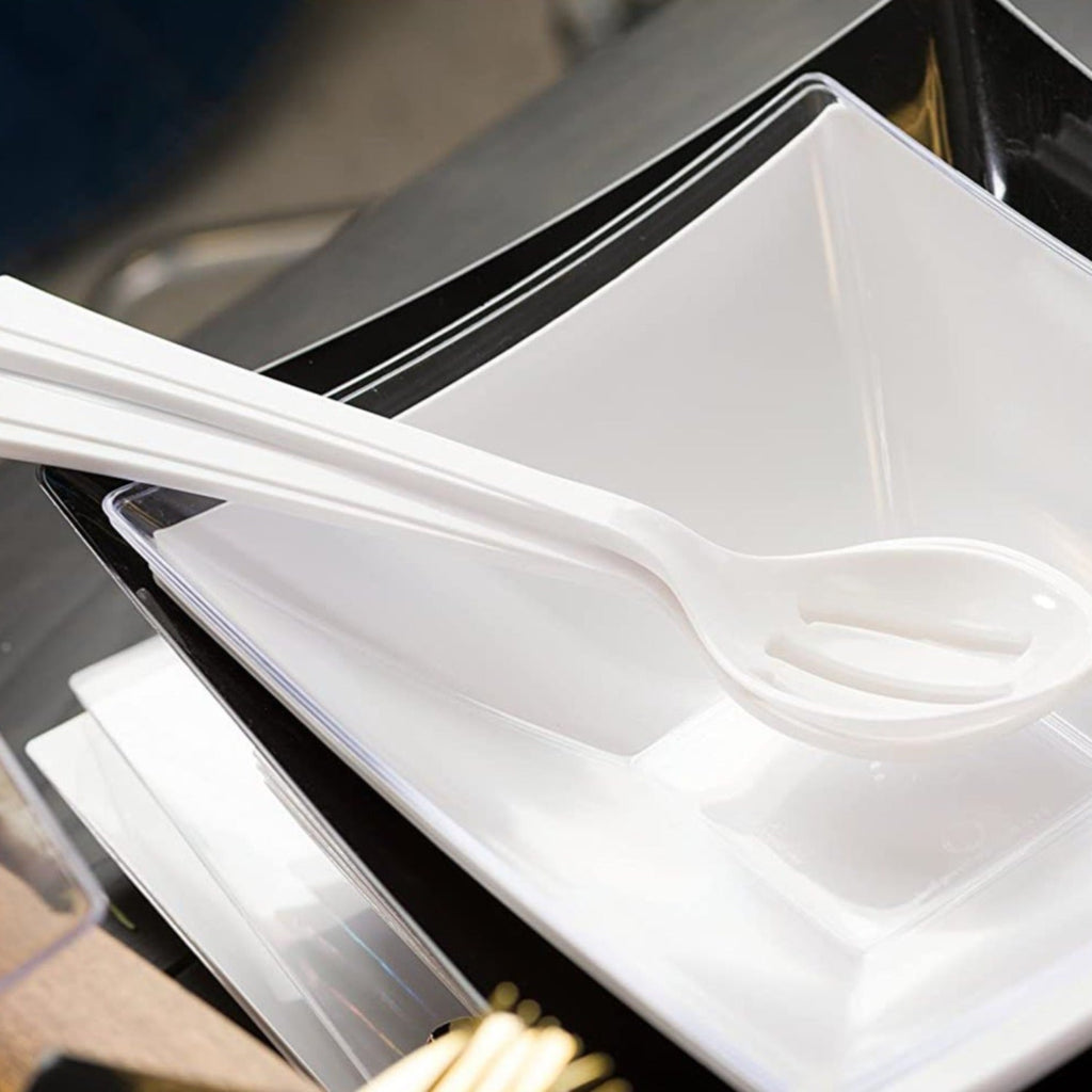 12" White Salad Heavy Weight Serving Spoon Plastic