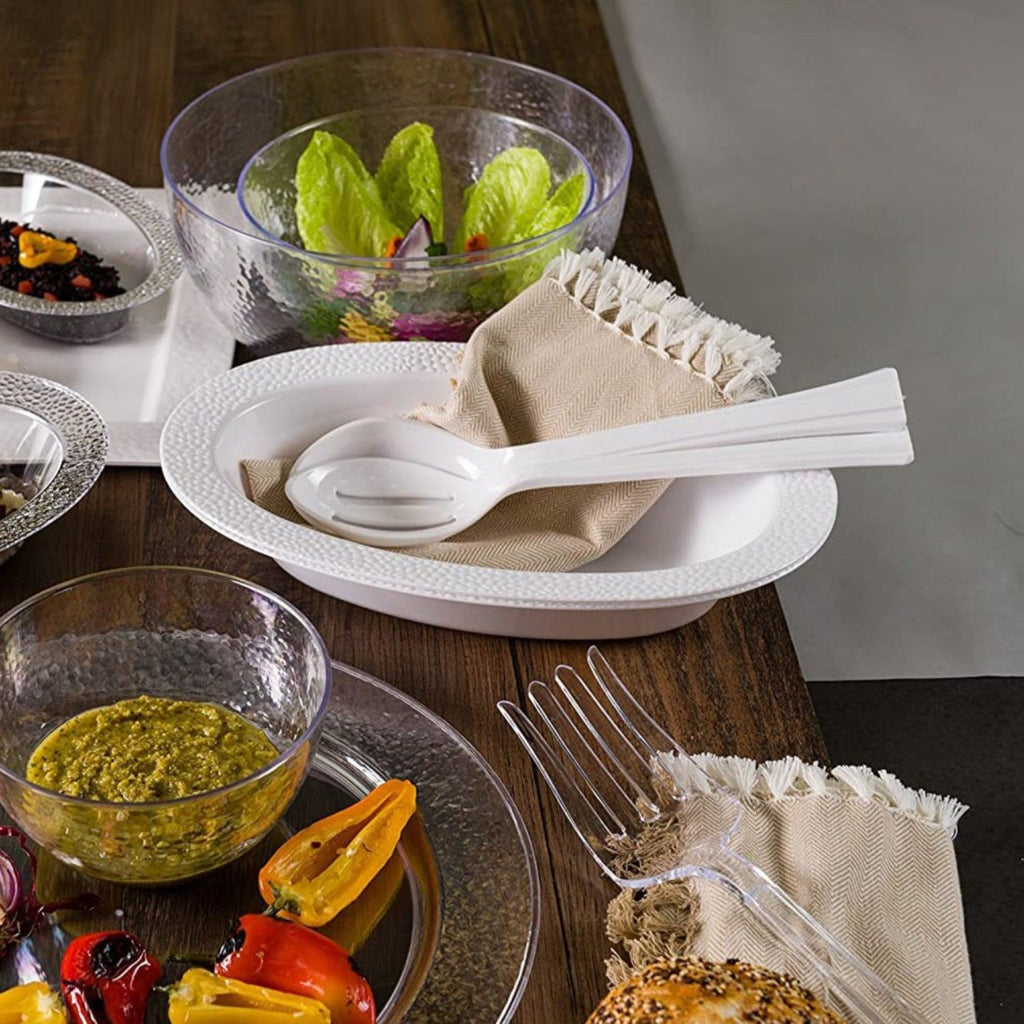 12" White Salad Heavy Weight Serving Spoon Plastic