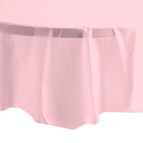 *WHOLESALE* 84'' Round Pink Table Cloth Plastic Disposable 36/Case