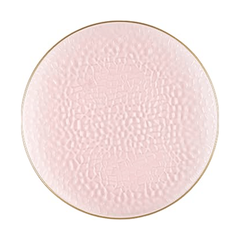 Organic 7" Pink with Gold Rim Plastic Disposable Appetizer/Dessert Plate