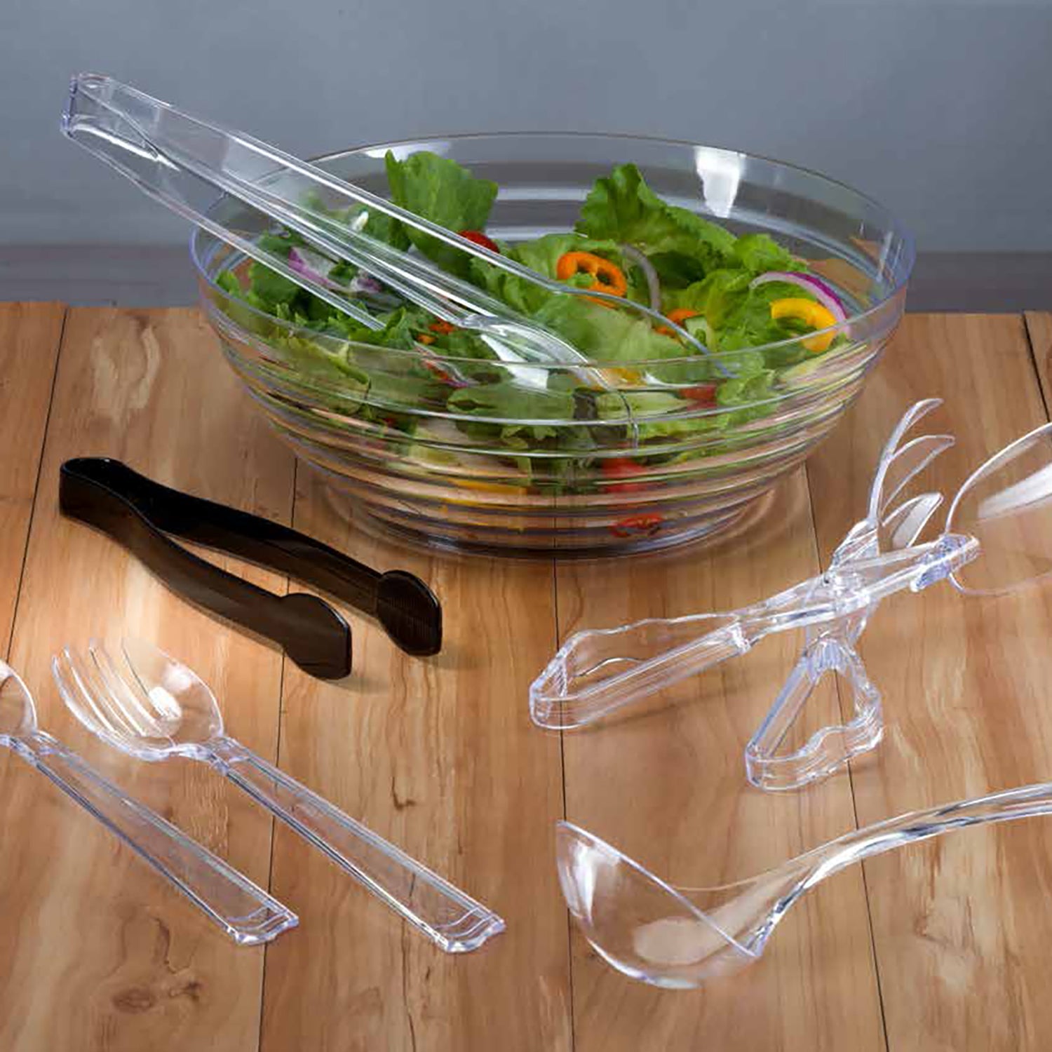 2.5 Quart 9.5 inch Medium Ringed Serving Bowl Heavyweight Plastic