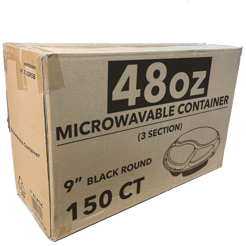 *WHOLESALE* 48oz 3 Compartment Disposable Plastic Containers w/clear lid 150/Case