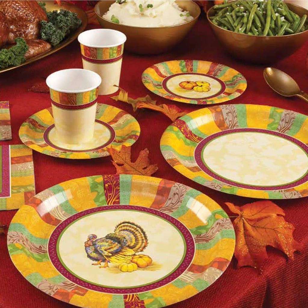 10.25"Paper Dinner Plates Fall Turkey 8 Pack