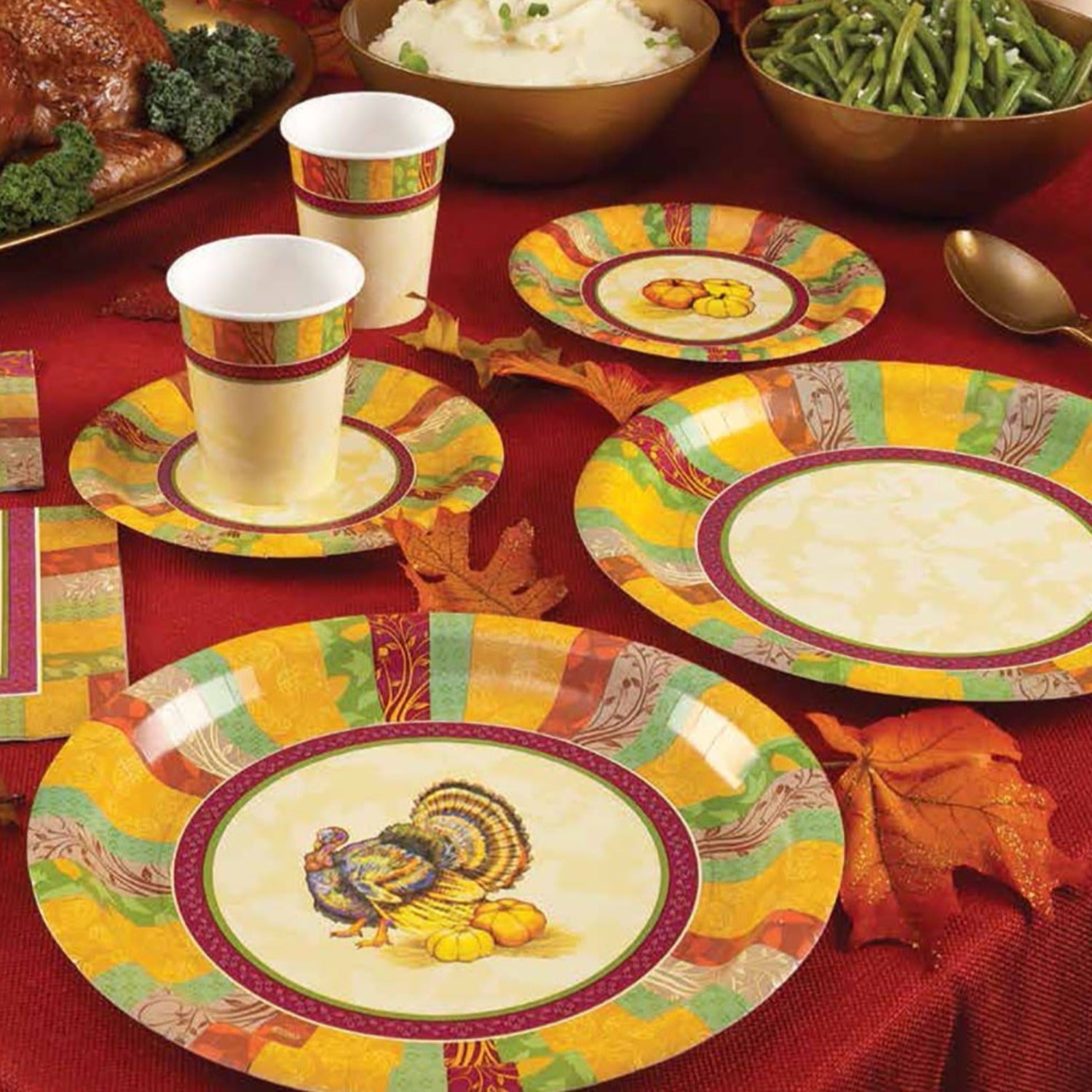 7" Paper Plates Fall Turkey 16 Pack ,