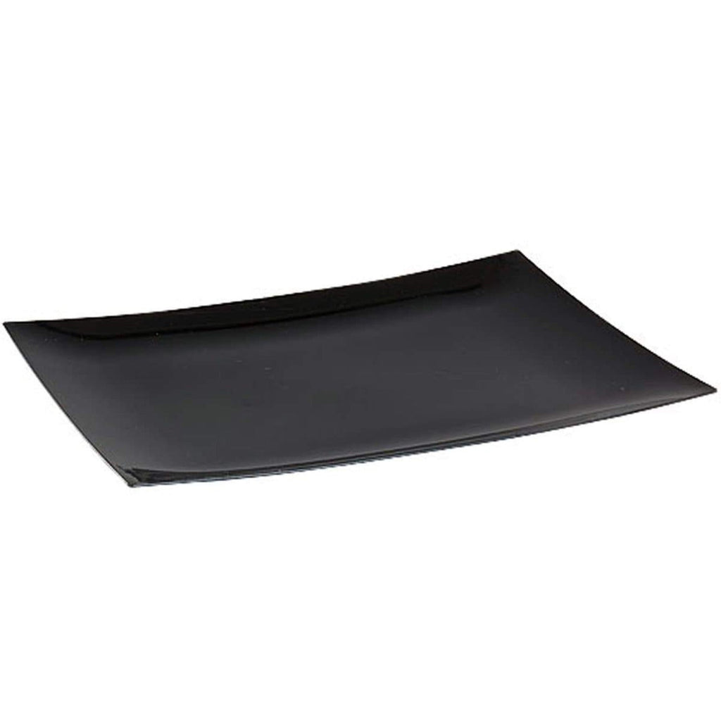 9" Black Rectangular Salad Plates Plastic 10 Pack