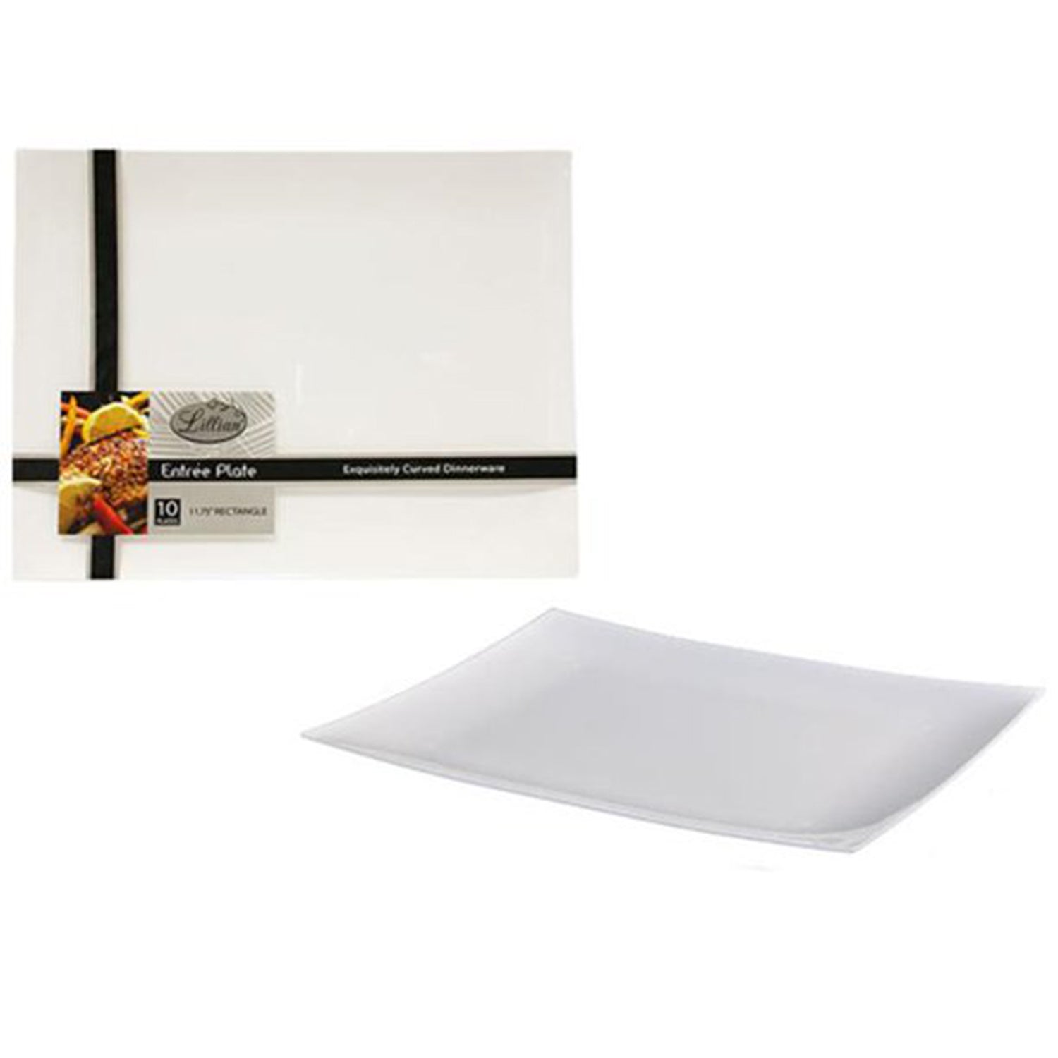 9" White Rectangular Salad Plates Plastic