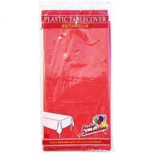 54X108 Red Rectangular Plastic Tablecover