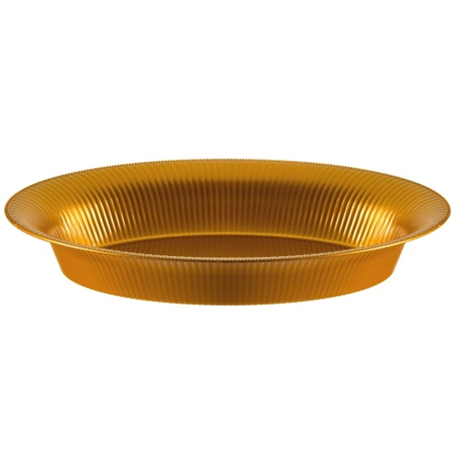 11'' x 16'' Ridged Gold Oval Plastic Bowl