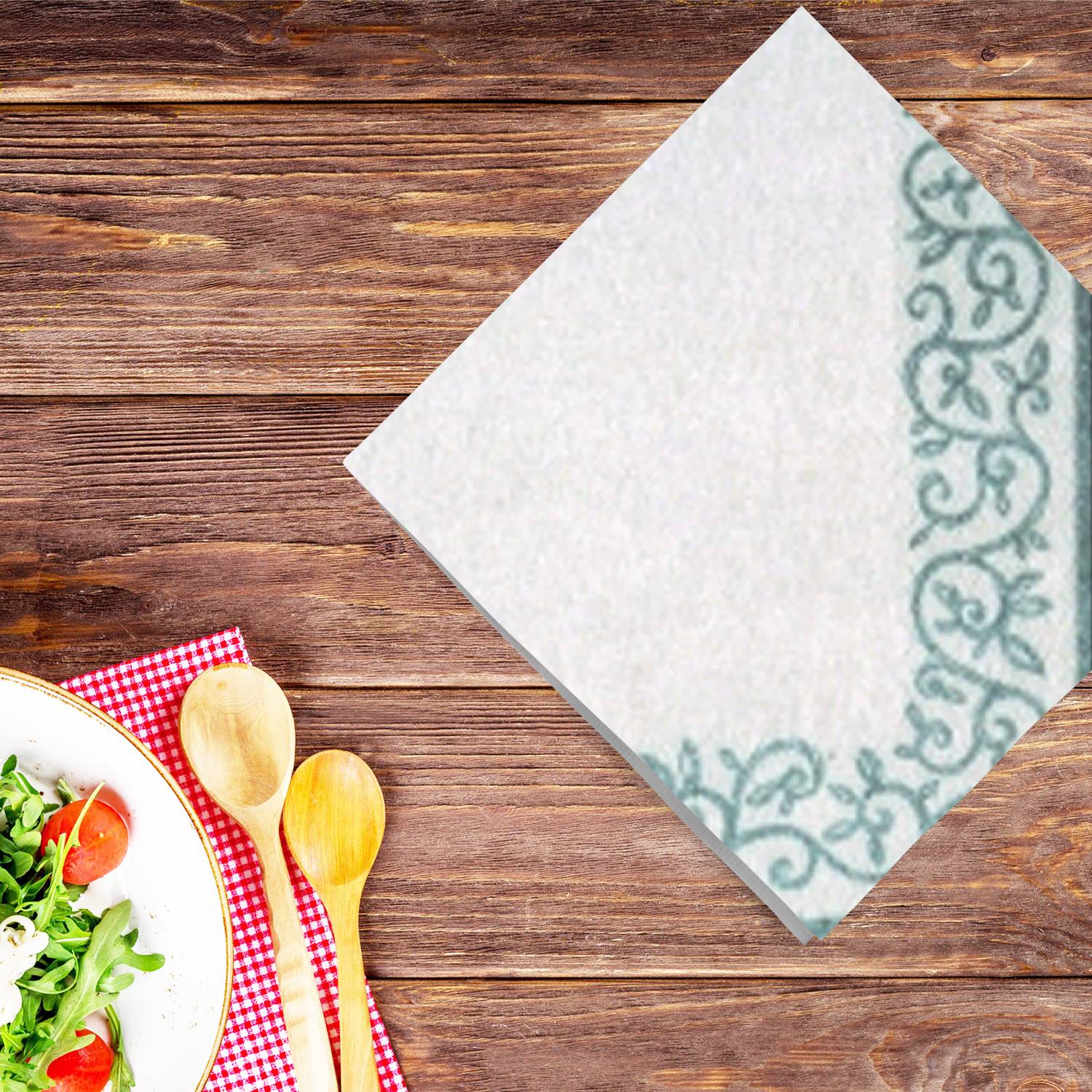 Romantic Border White/Silver Mini Cocktail Napkins 20 Pack