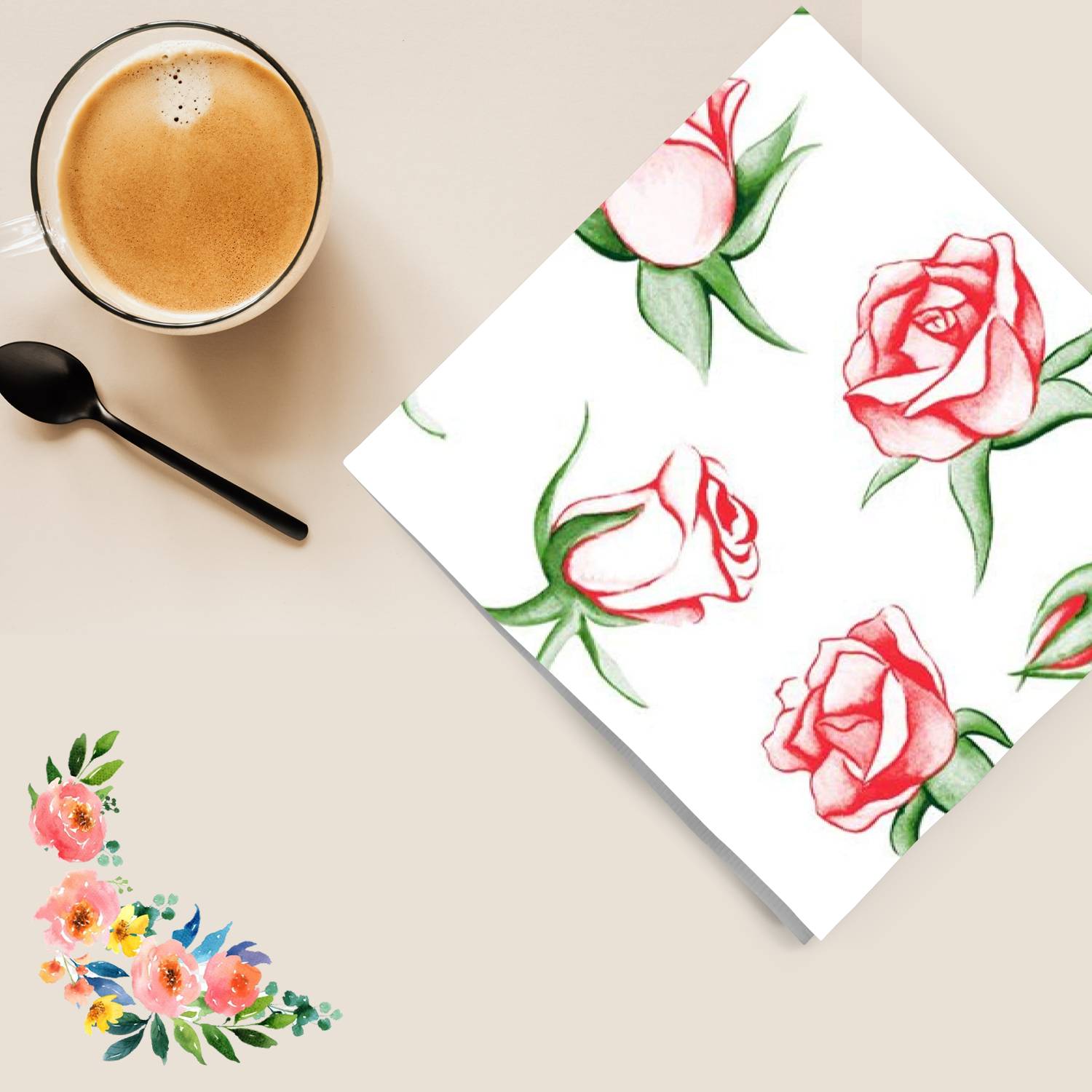 Rose Explosion Lunch Paper Napkins 20 Pack