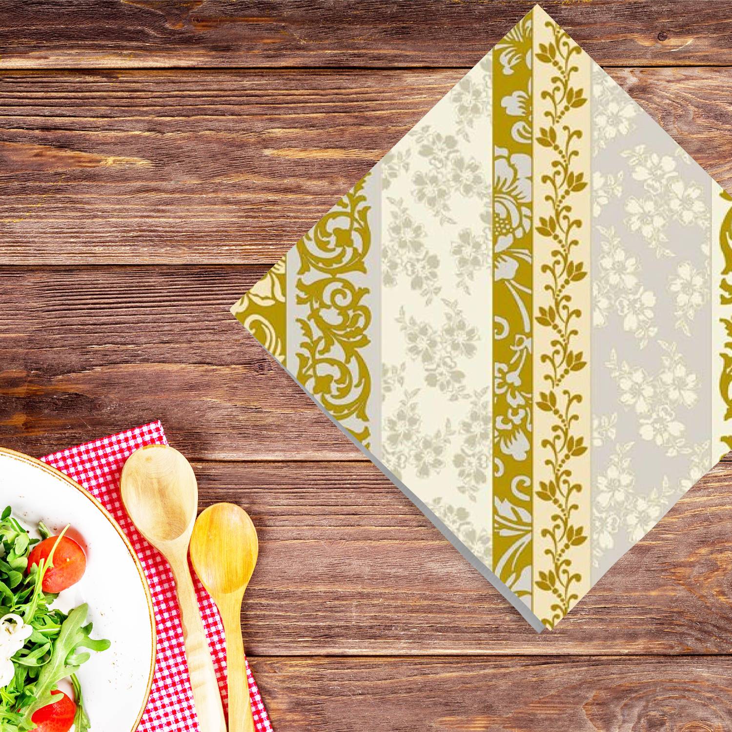 Rose Gold Scrolls Lunch Paper Napkins 20 Pack