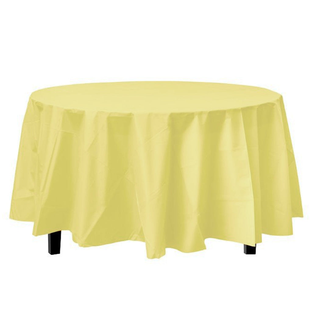 *WHOLESALE* 84'' Round Yellow Table Cloth Plastic Disposable 36/Case