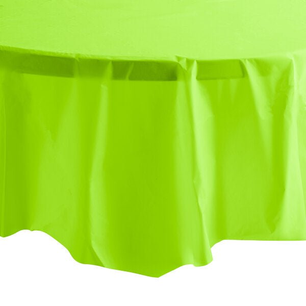 *WHOLESALE* 84'' Lime Green Table Cloth Plastic Disposable Round  36/Case