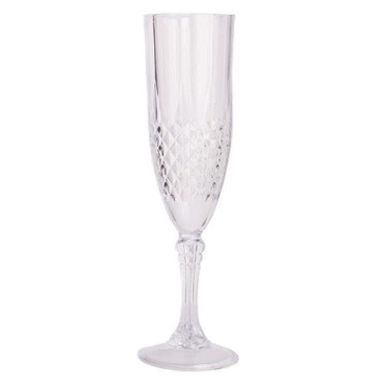 8oz Crystal Effect Elegant Champagne Flutes  Plastic 4 Pack