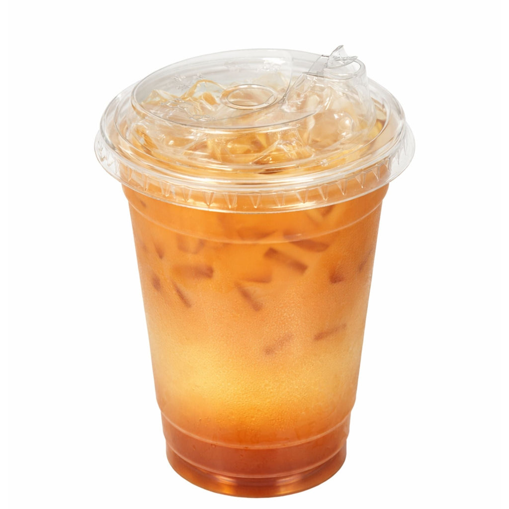98mm Dome Straw Hole & Sippy Lids for 12–24 oz Clear PET Cups