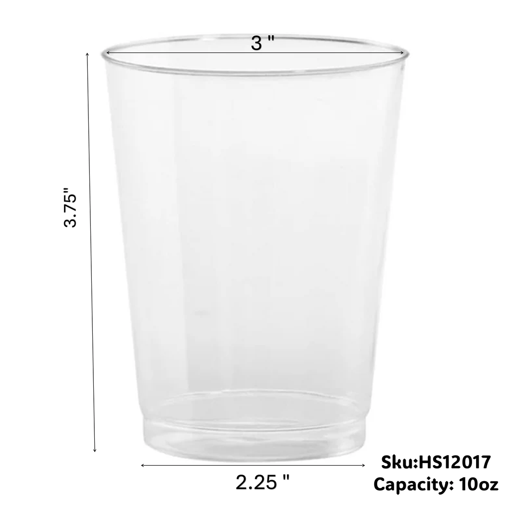 *WHOLESALE* 10oz. Fancy Heavy plastic Tumbler Clear Disposable 600/case
