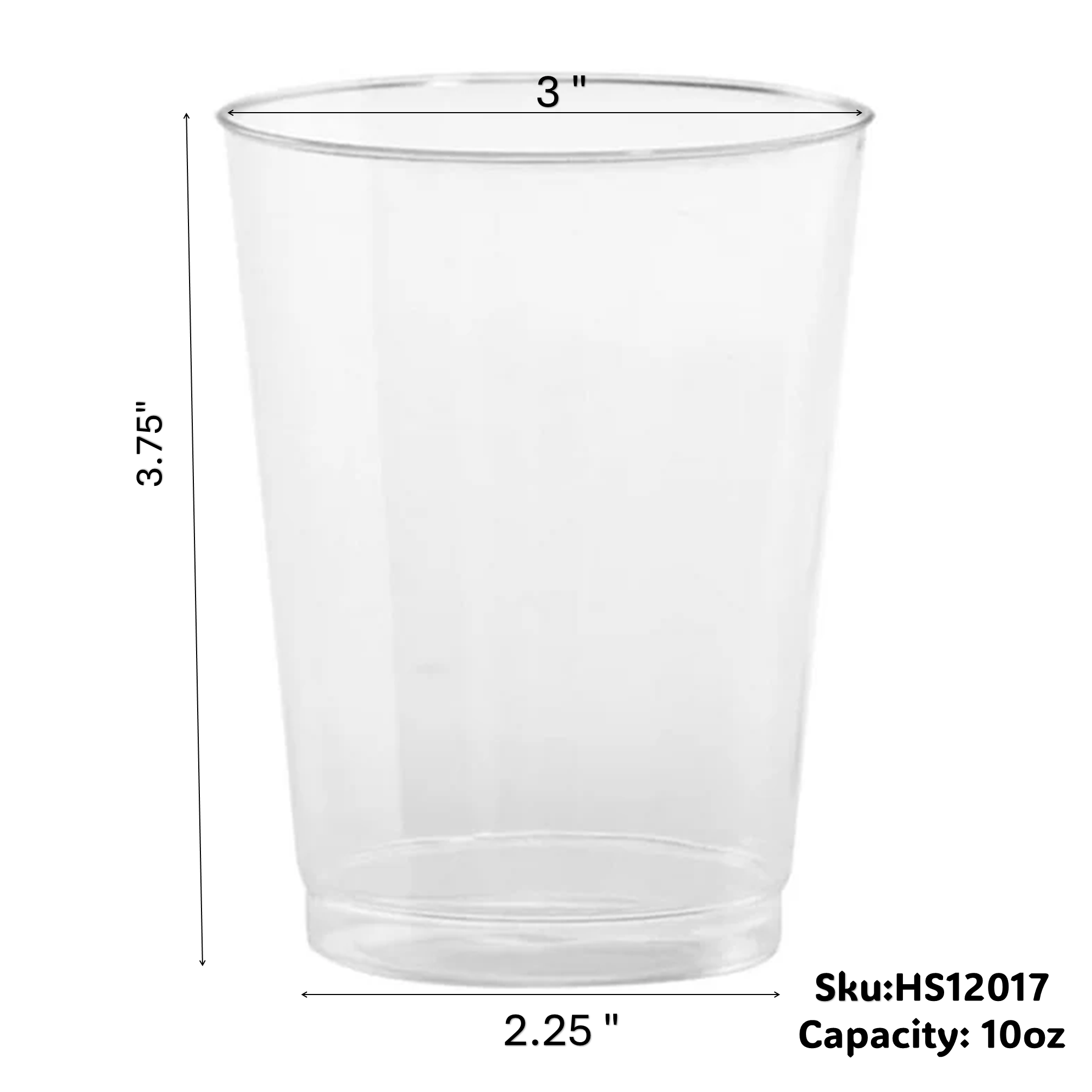 *WHOLESALE* 10oz. Fancy Heavy plastic Tumbler Clear Disposable 600/case