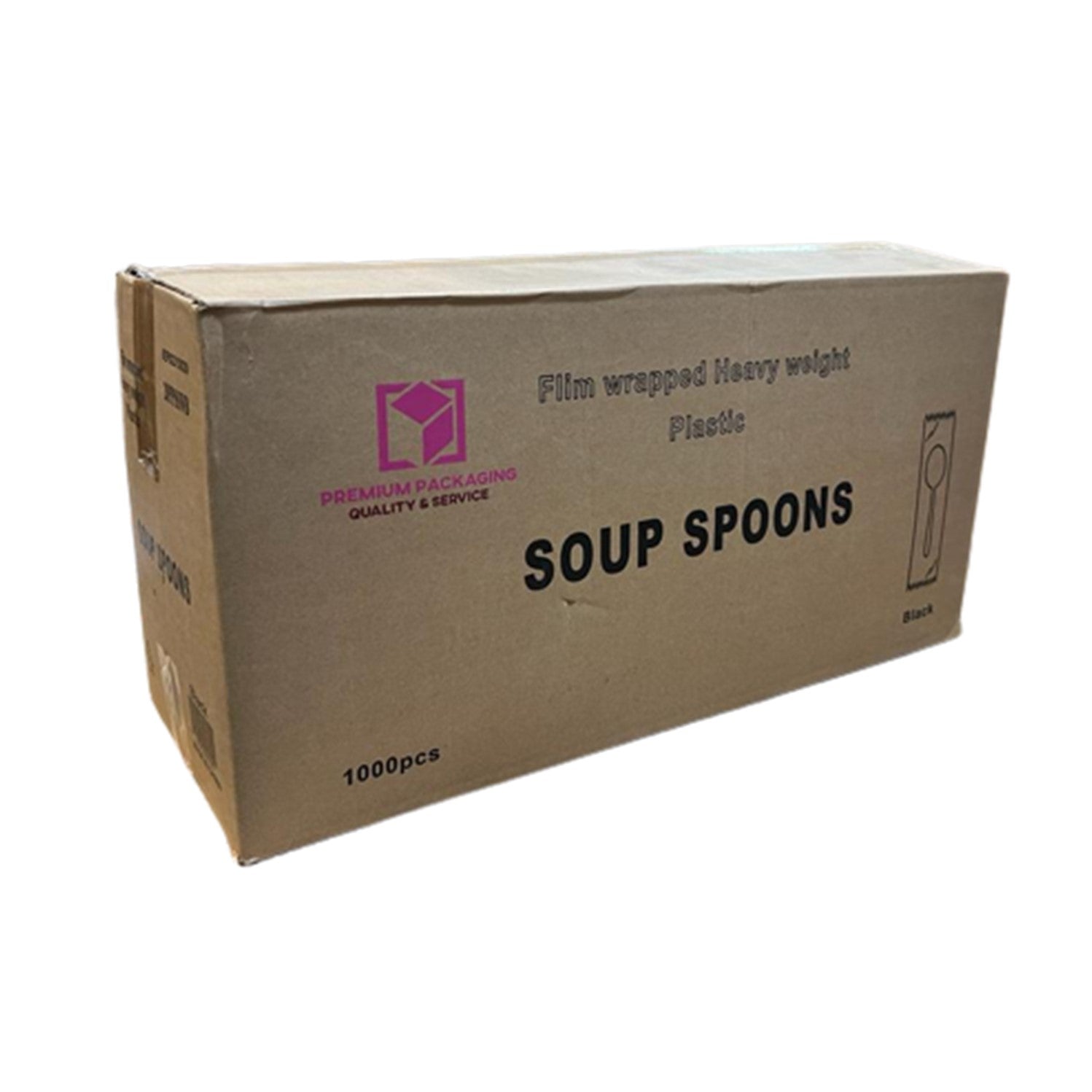 *WHOLESALE* Soup Spoon Wrapped Heavy Weight Black Plastic Disposable 1000/Case