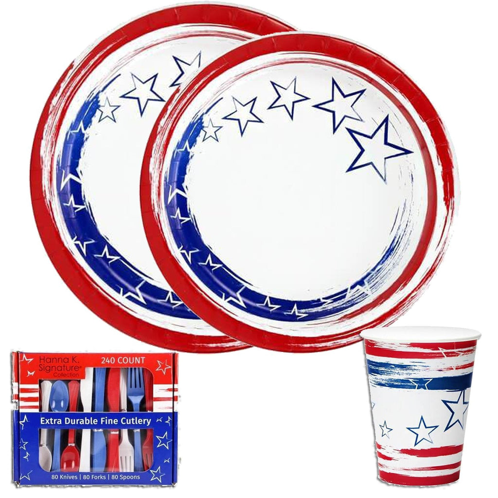 10" Paper Dinner Plates Stars 'N Stripes 24 Pack