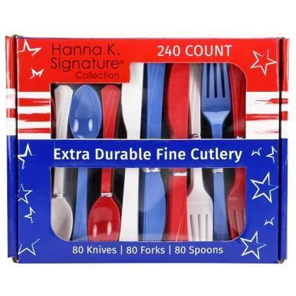 240 pcs Heavyweight Plastic Cutlery Stars 'N Stripes Combo