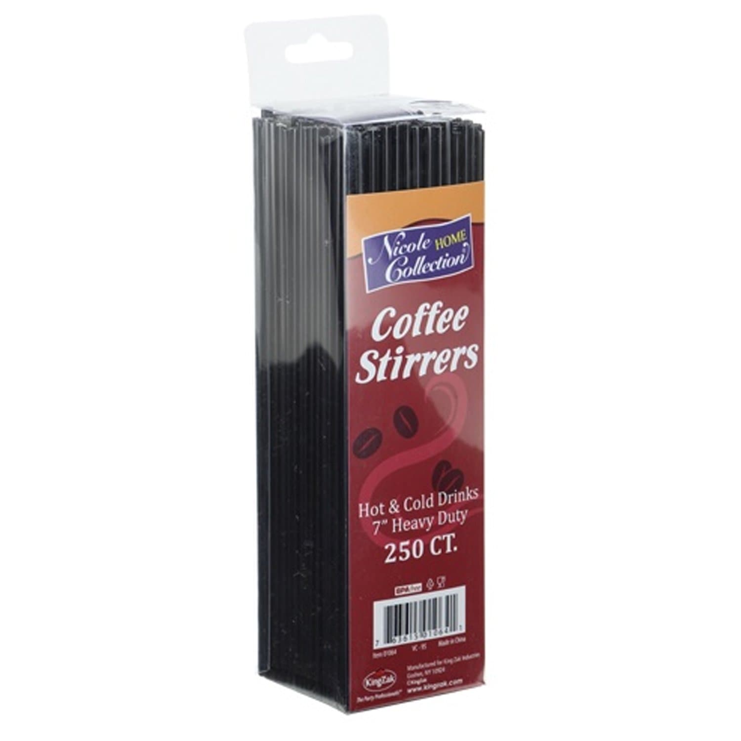 7" Heavy Duty Plastic Coffee Stirrer Straws Black
