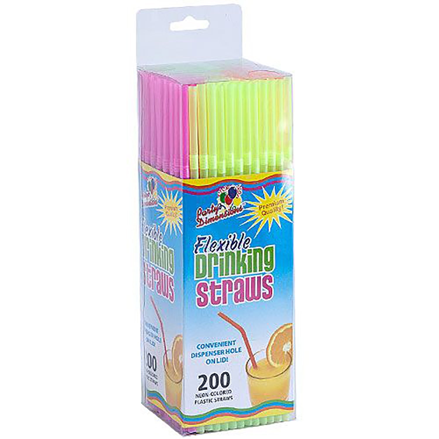 Straws Plastic Flexible Neon Multi-Colored 9.5 inches