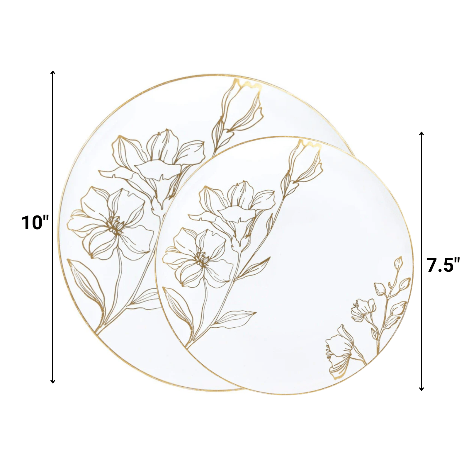 White & Gold Floral Plastic Dinnerware Set- Value Pack-Antique
