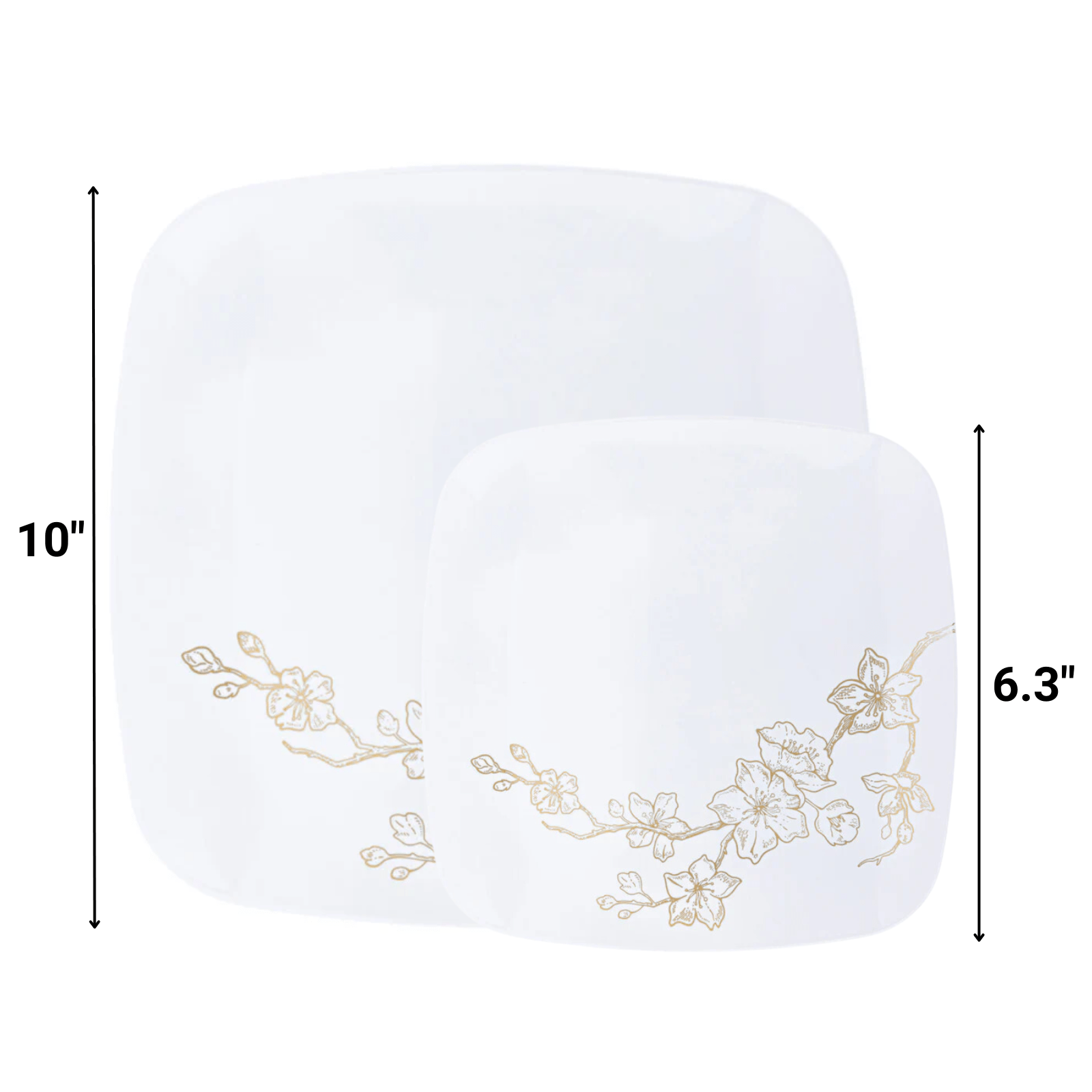 *BUY BULK* Gold Buds White & Gold Rim Plastic Dinner Plate Combo Set
