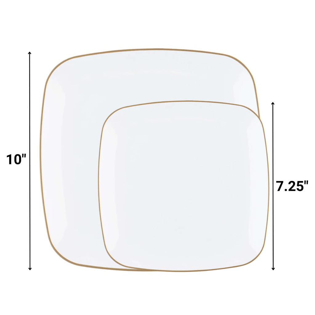 White with Gold Rim Plastic Dinnerware Set- Value Pack-Orchid