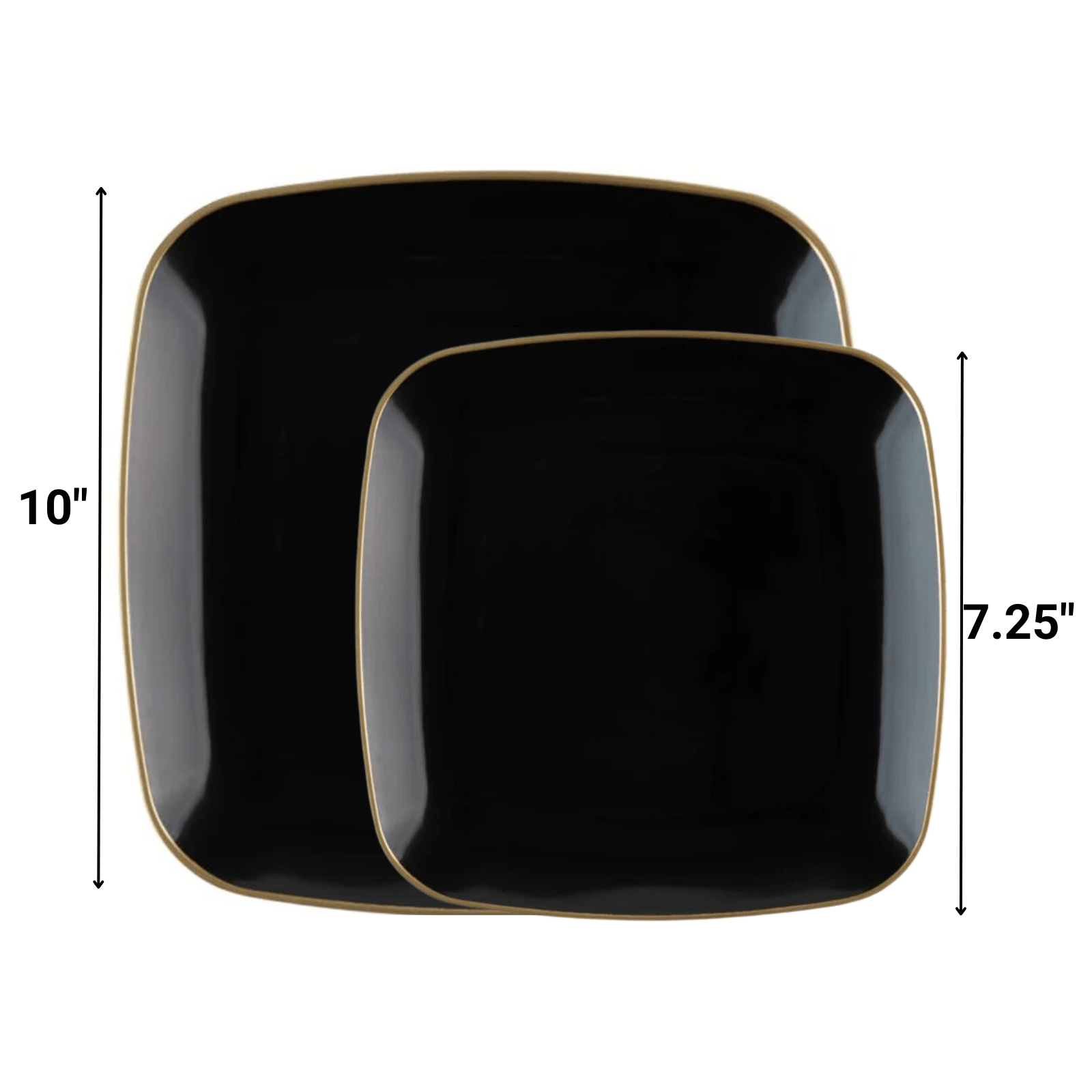 Black with Gold Rim Plastic Dinnerware Set- Value Pack-Orchid