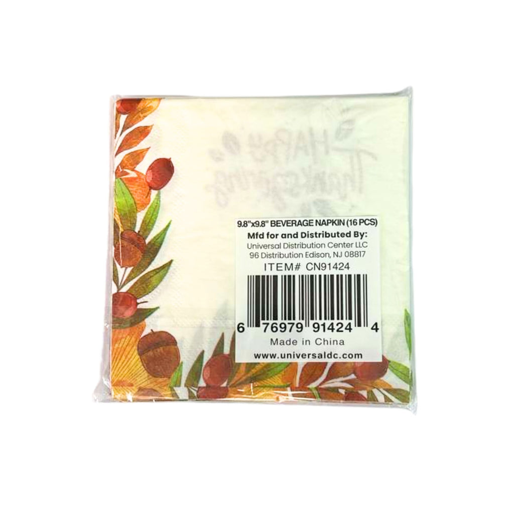 Thanksgiving Beverage Paper Napkins-16 Pack