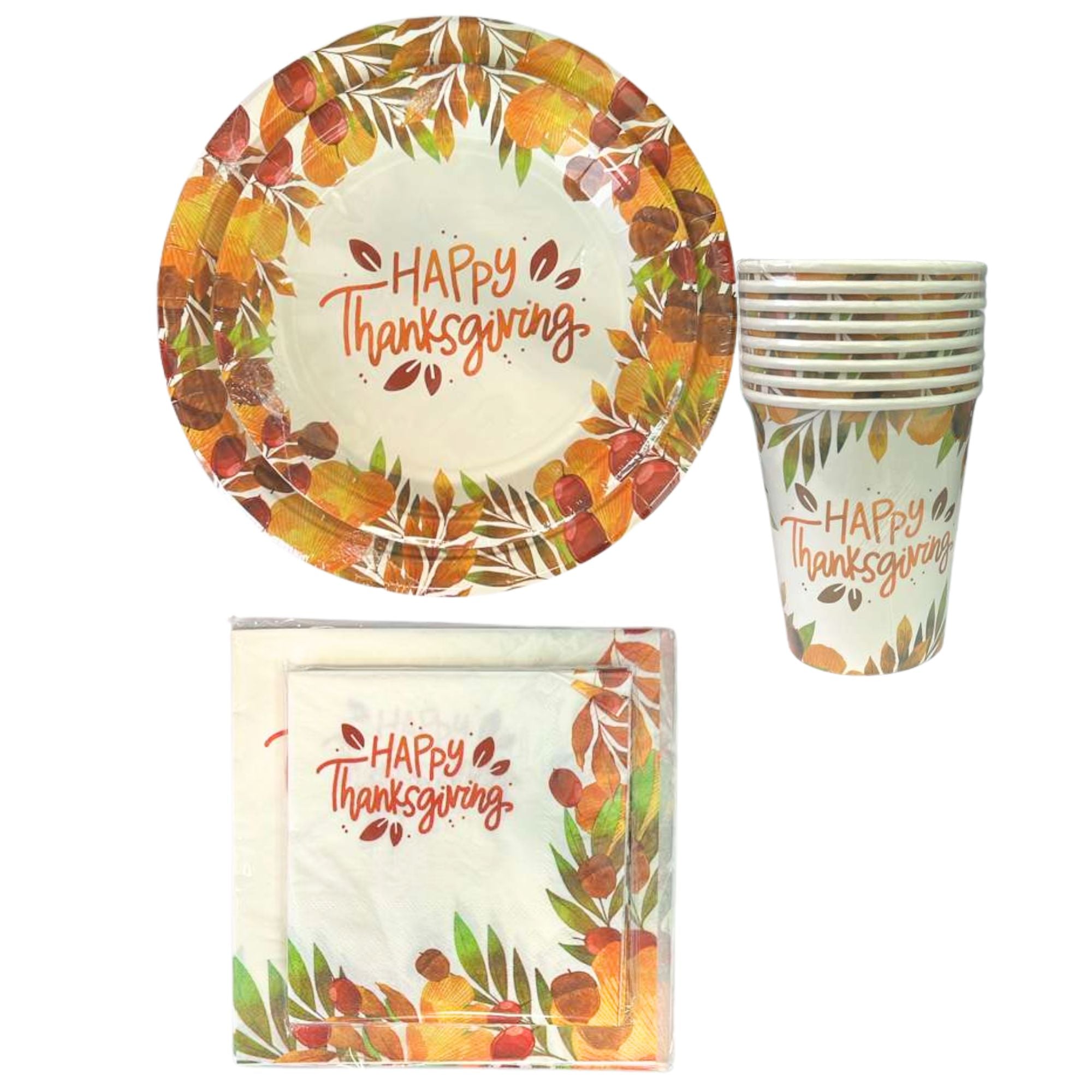 Thanksgiving 7" Paper Desserts Plates-8 Pack
