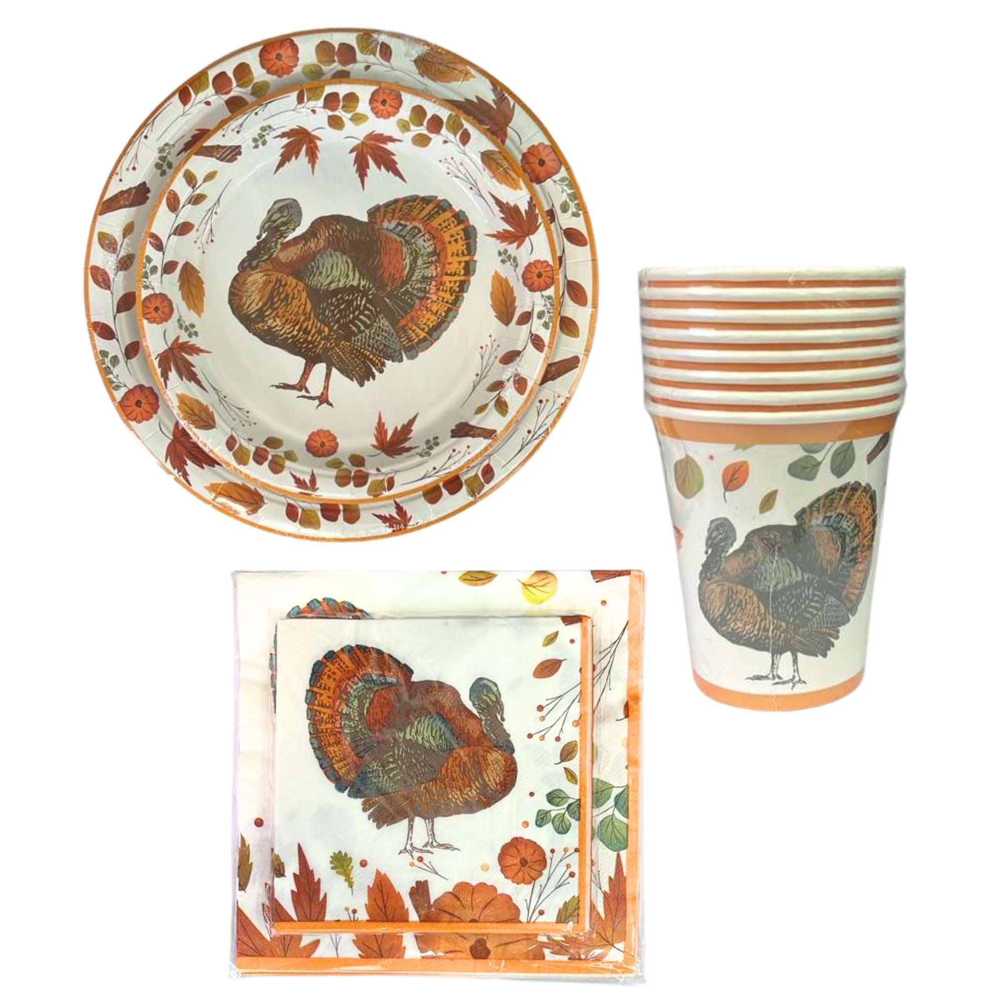 Thanksgiving  7" Disposable Paper Dessert Plates 8 Pack