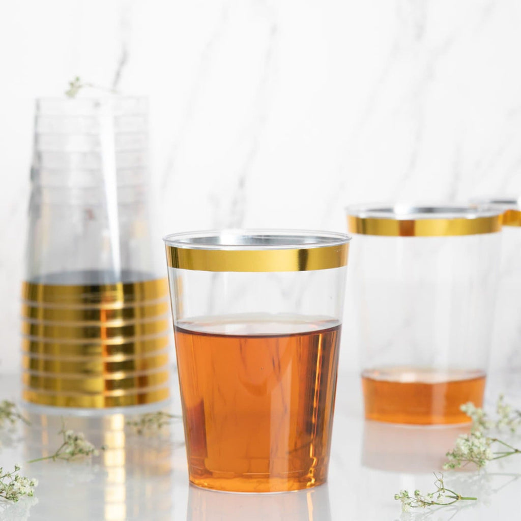 *WHOLESALE* 10oz Gold Rim Plastic Tumblers 400/Case
