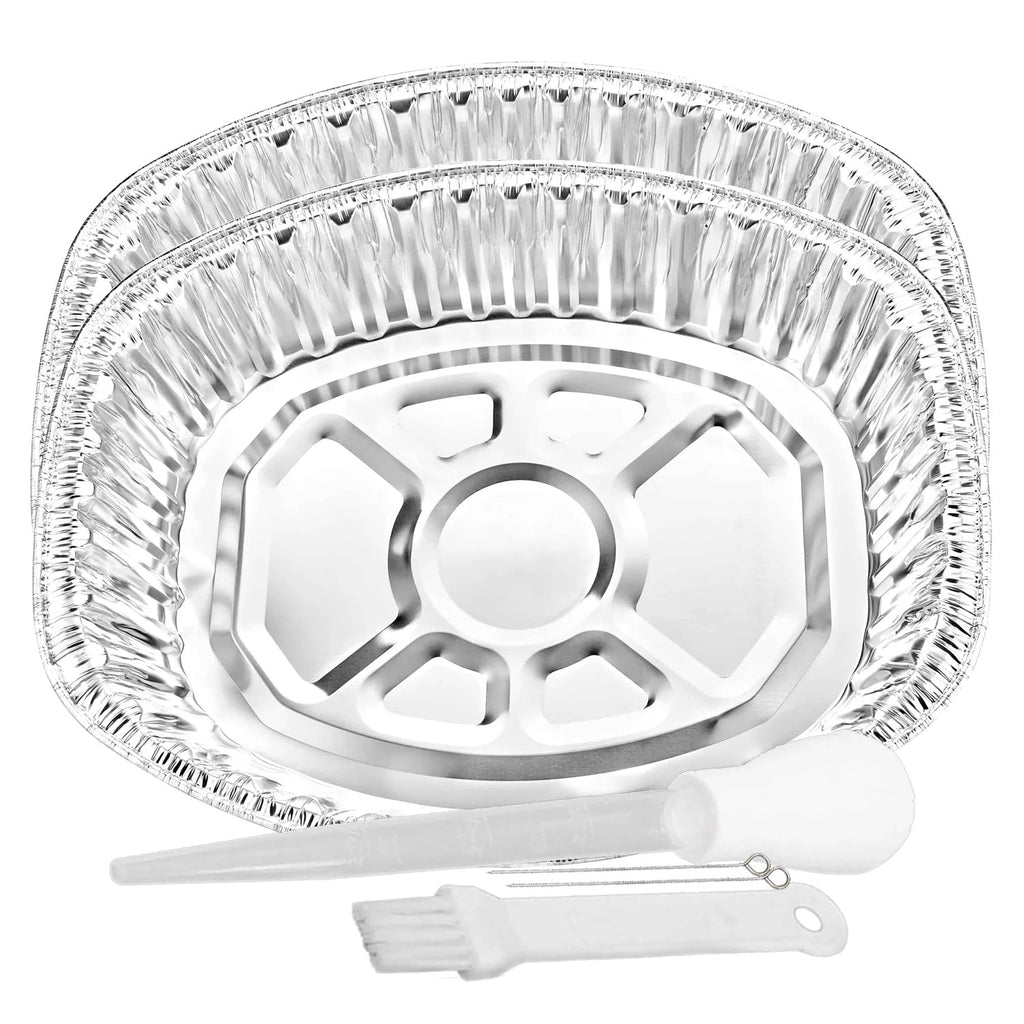 Large Oval Turkey Roaster Pan With Basting Set 5 Pieces Aluminum