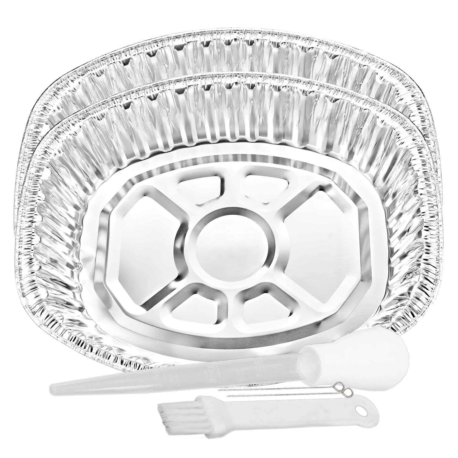 Large Oval Turkey Roaster Pan With Basting Set 5 Pieces Aluminum