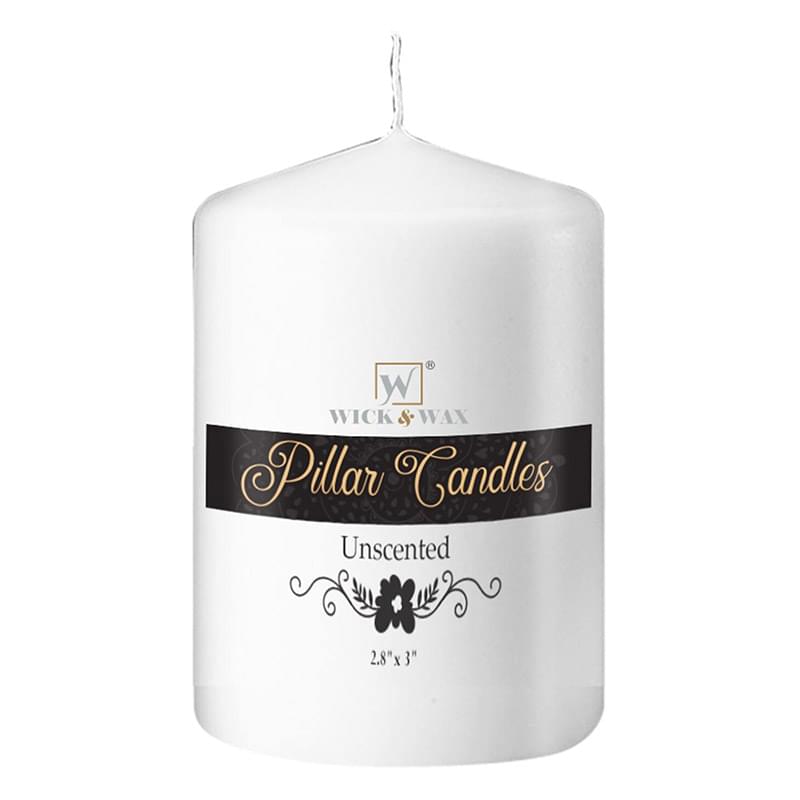 3"x3" Unscented White Pillar Candle