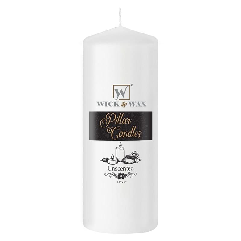 3"x6" Unscented White Pillar Candle