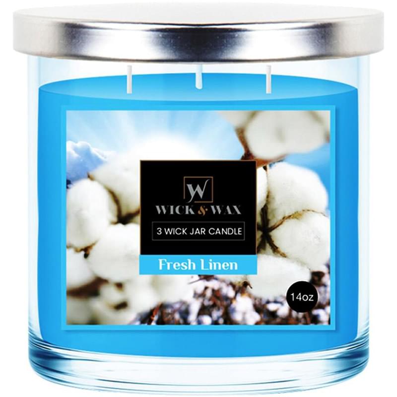 14oz Fresh Linen Scented Jar Candle (3-wick)