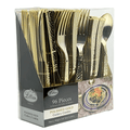 Lilian Cutlery Hammered Heavyweight Gold Plastic 96 Peice Combo Pack