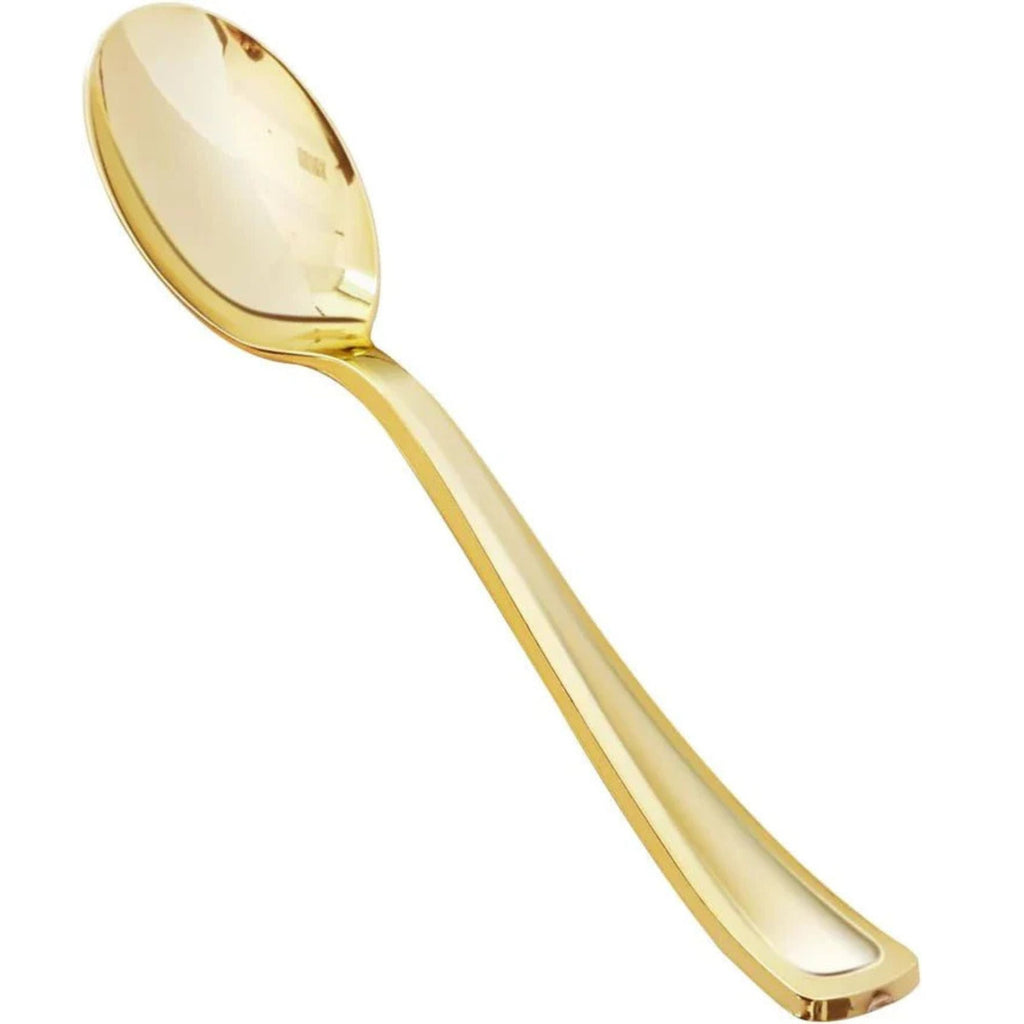 Spoons Gold Cutlery Heavyweight Disposable Plastic