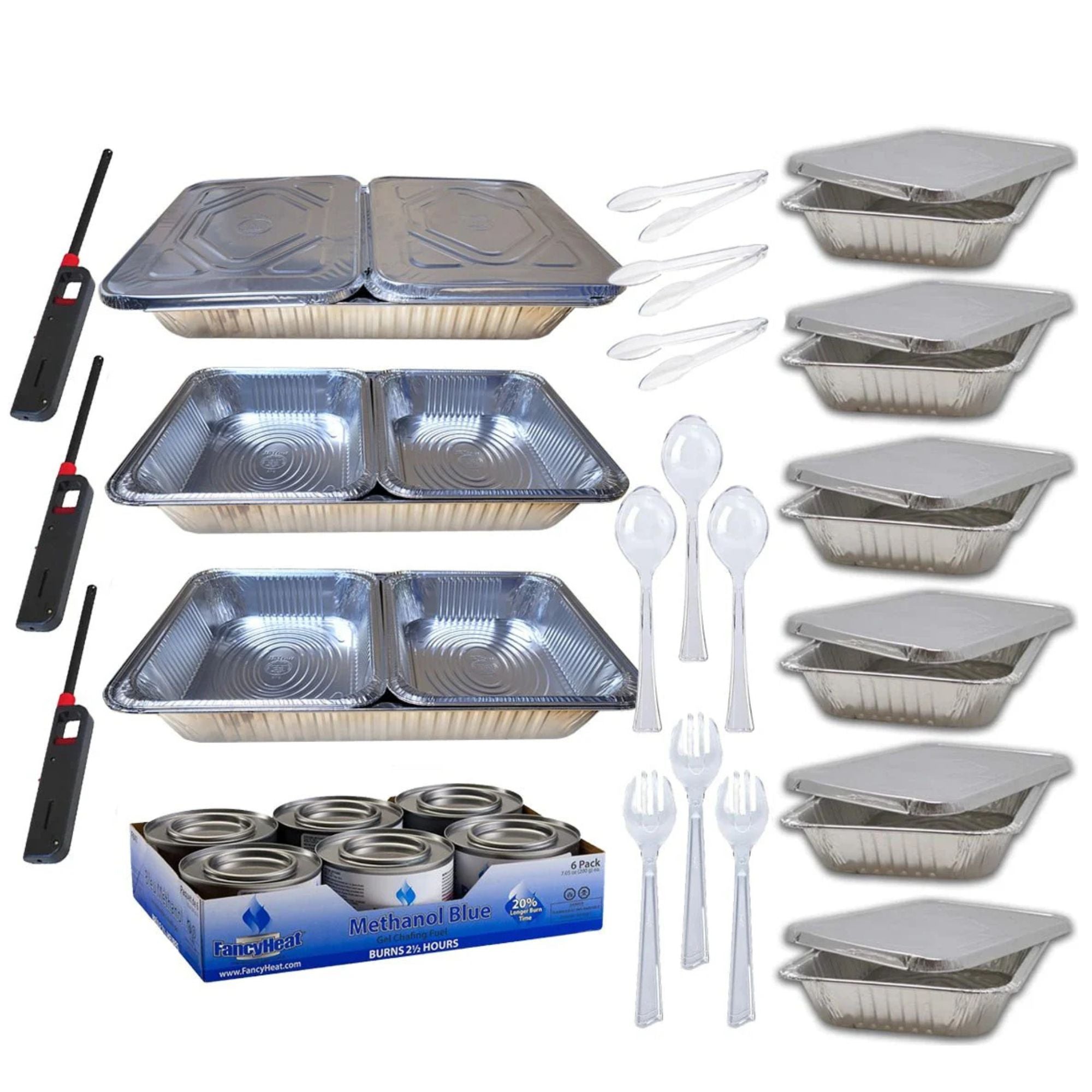 33 Piece Buffet Serving Kit Disposable Aluminum Refill Chafing: (No Racks)