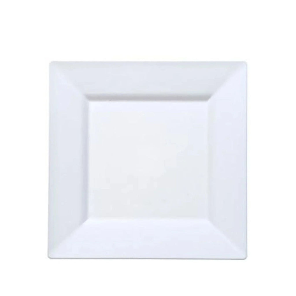 8" White Plates Square Plastic Dinner