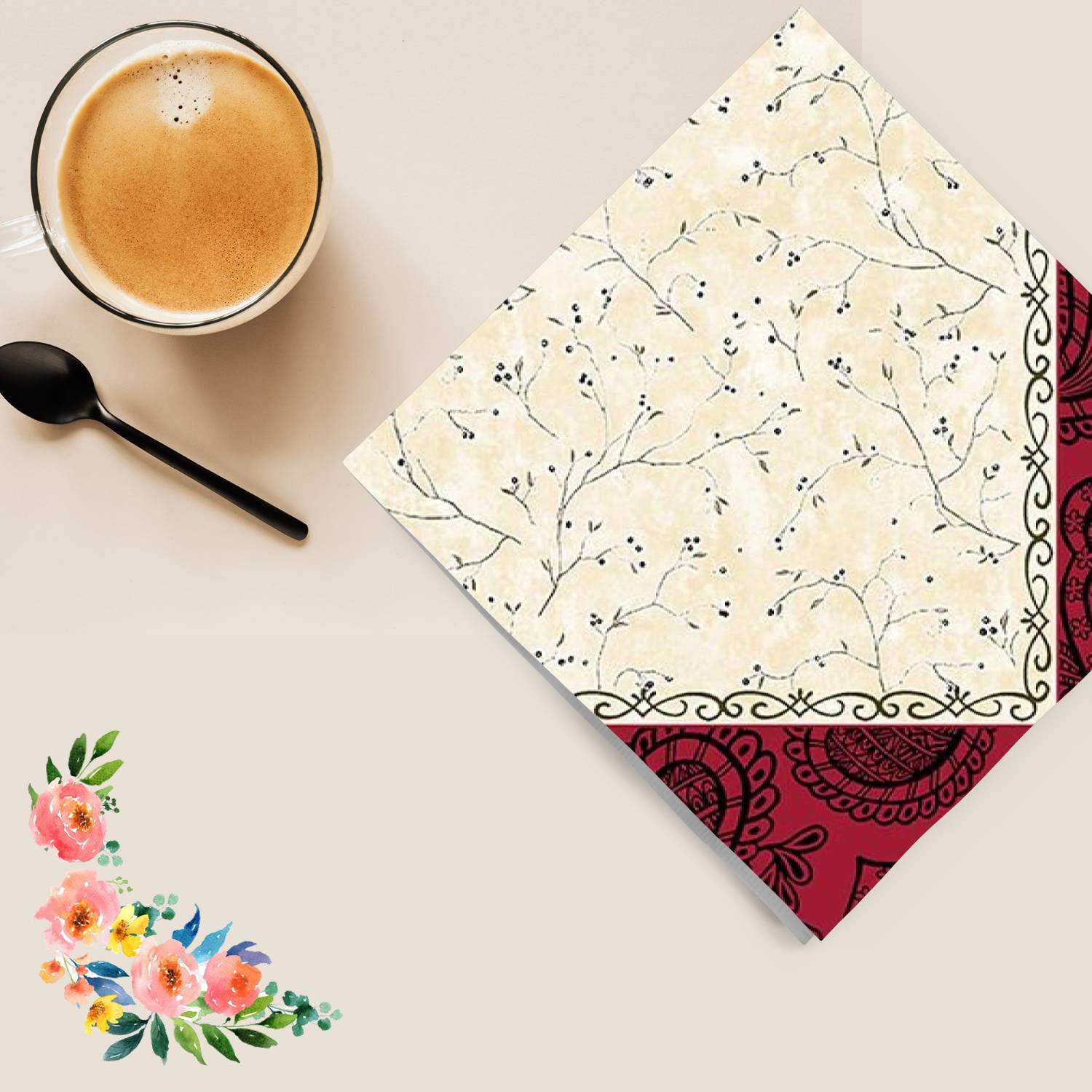 Vector Red Lunch Paper Napkins 20 Pack