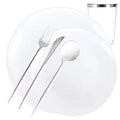 White Plastic Dinnerware Set- Value Pack-Organic Disposable Tableware Decorline 40 Guest Servings